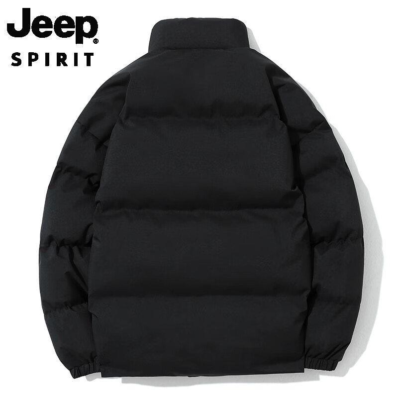 JEEP SPIRIT羽绒棉服男秋冬季2024新款洋气面包棉衣外套冬天加厚棉袄 黑色+面包服【宽松版型】 M 建议【80-100斤】