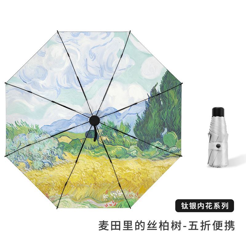 浓缩伞ins防紫外线太阳伞复古两用折叠学生空气可爱手动清新 f72-便携