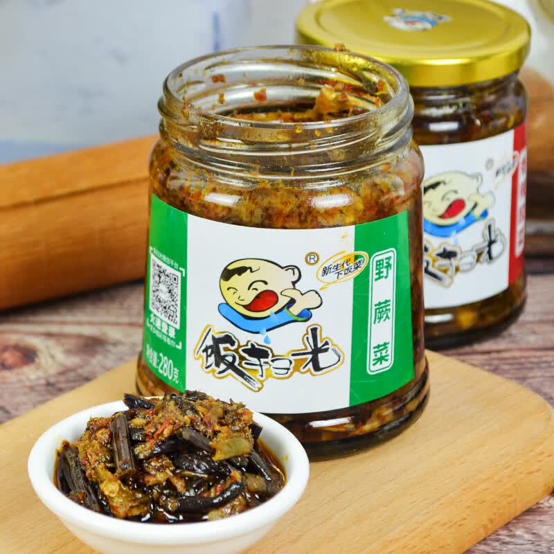 爆炒蕨菜280g*4瓶酱菜拌面酱拌饭酱咸菜佐餐 饭扫光野蕨菜280g*1瓶