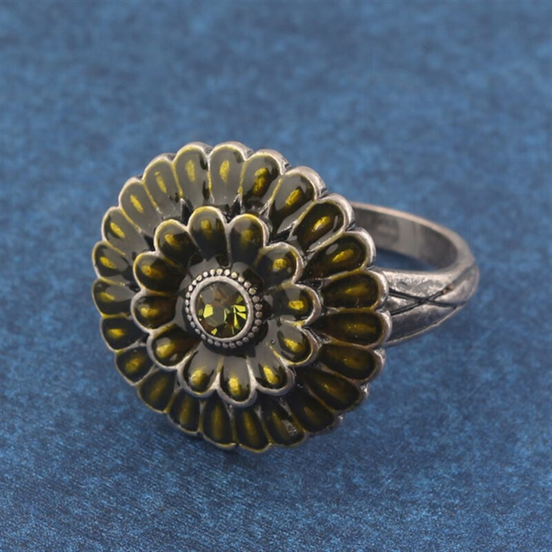 黑魂戒指血源饰品防火克苏鲁戒子金属哈维尔黑暗螺旋 绿花戒指 9号