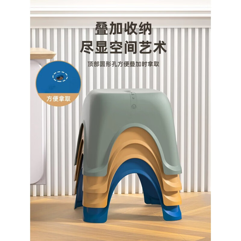 【厂家直发】塑料小凳子家用矮凳儿童凳可叠放踏脚小板凳加厚浴室 孔雀蓝【小号】 加厚防滑