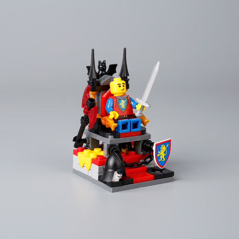 乐高moc中古王座黑鹰狮子骑士城堡人仔场景男小颗粒拼插积木 雄狮宝座