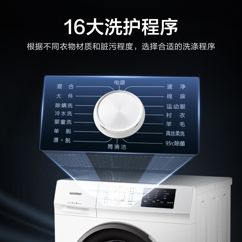 容声（Ronshen）滚筒洗衣机全自动7公斤超薄  95℃除菌除螨洗 护色冷水洗 婴童洗 一级能效RG7108 以旧换新