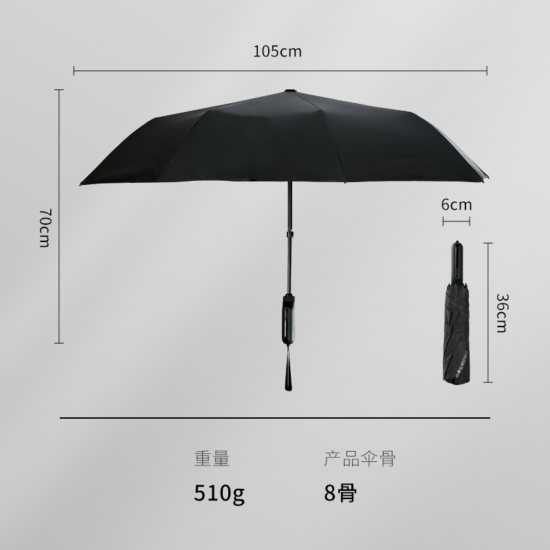 罗棠布妮（Lotosblume）智能全自动雨伞一键开合遮阳伞简约创意晴雨两用电动伞折叠伞 306纯色黑 伞面直径105cm