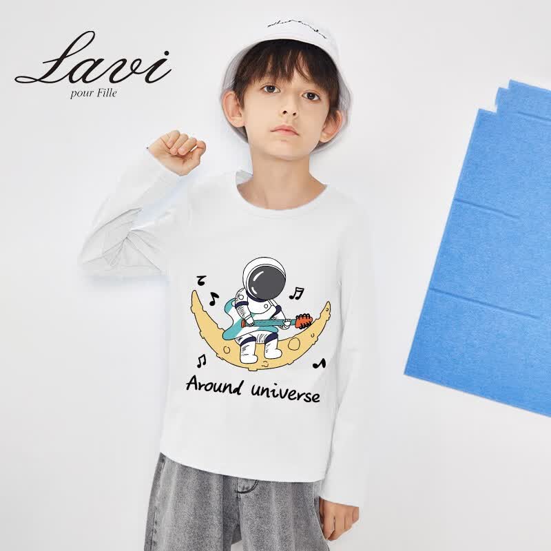 Lavi马骑顿童装旗下LAVI男童长袖t恤纯棉上衣2023新款儿童中大童白色1 【100%棉长袖】白色太空 120高性价比高么？
