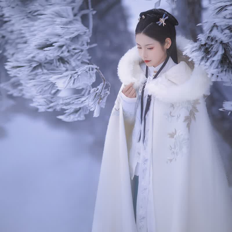 妃秀蝶斗篷汉服女成人学生加绒加厚秋冬【纳兰词】绣花保暖披风长款 【纳兰词】加绒白 均码属于什么档次？