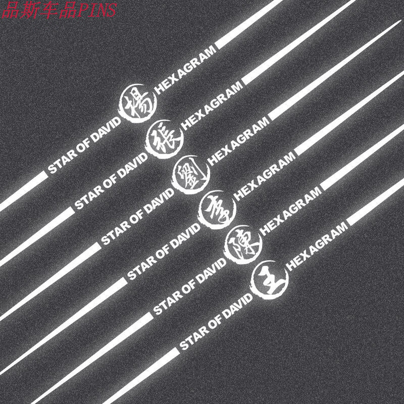 zhi shuo)汽车车标反光车贴百家姓氏装饰个性创意车 强反光 姓氏贴 65