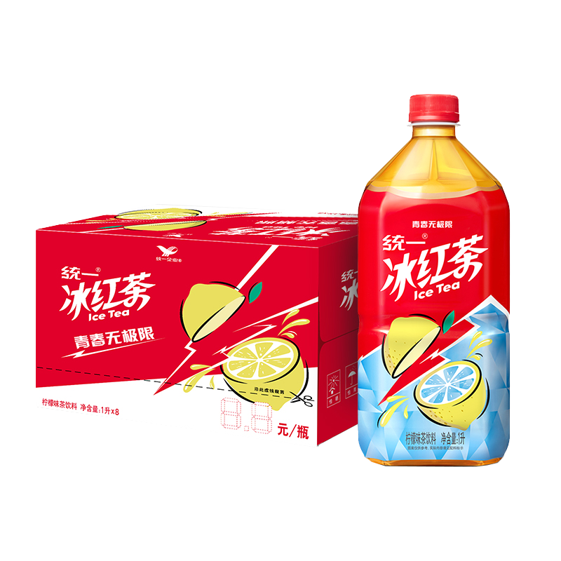 Uni-President 统一 冰红茶 柠檬味 1L*8瓶