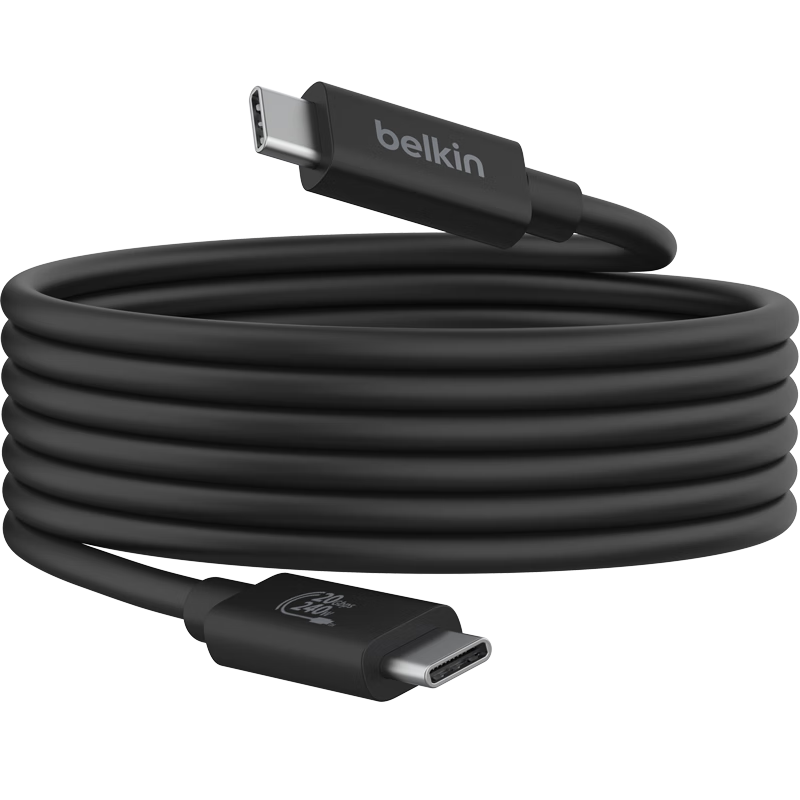 貝爾金(BELKIN)雷電拓展投屏 USB4全功能數據線(xiàn) 2米兼容雷電3傳輸4K@60Hz Type-C線(xiàn) 240W快充 20Gbps