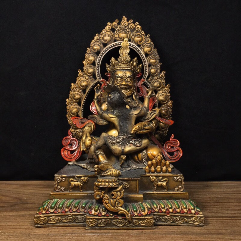 铜人艺巷铜人艺巷全铜黄铜彩绘双身佛摆件欢喜佛家居佛堂装饰工艺品