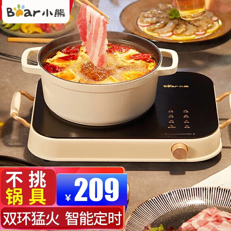 小熊（Bear）电陶炉家用爆炒电磁炉多功能一体炒菜锅节能小型大功率光波炉 DTL-A22D1