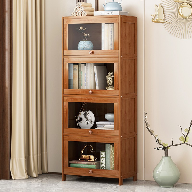 竹艺佳(zhuyijia)落地翻门置物柜阅读架书橱组合多层置物架翻盖储物