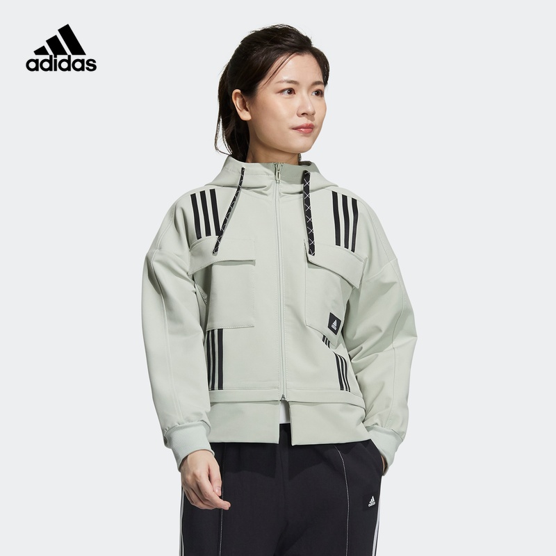 阿迪达斯官网 adidas STR JKT DIY 女装训练运动夹克外套GP0629 绿/黑色 A/M(165/88A)