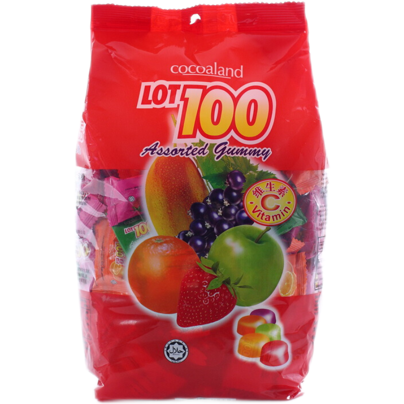 一百份（LOT100）马来西亚进口qq糖果汁软糖橡皮糖混合什锦水果软糖浓缩果汁水果糖1kg 什果味1kg