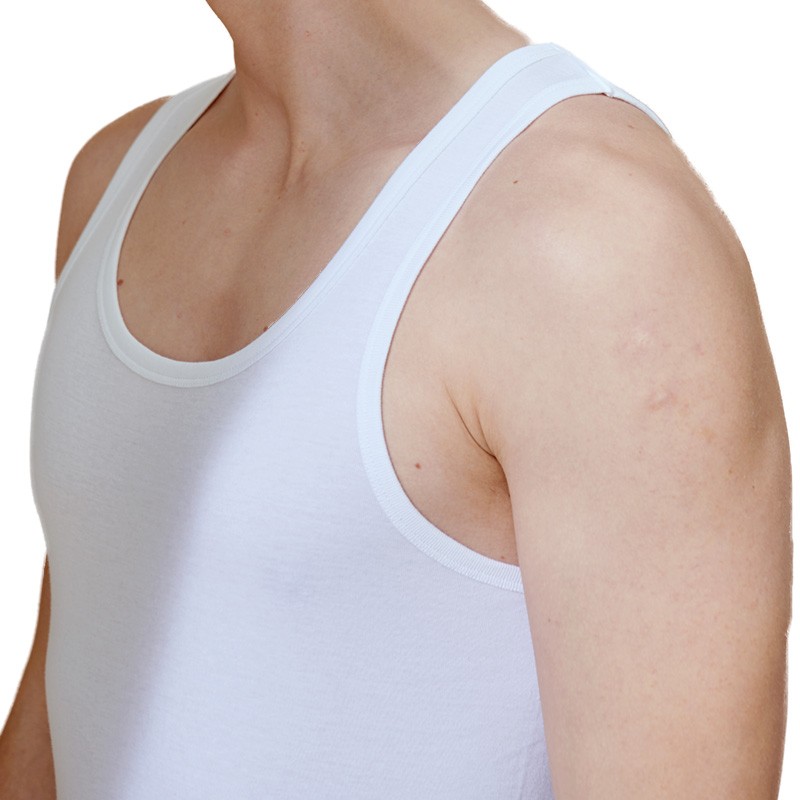 三枪两件装纯棉背心男士罗纹弹力轻薄透气修身运动内搭无袖坎肩汗衫 特白+特白 XL