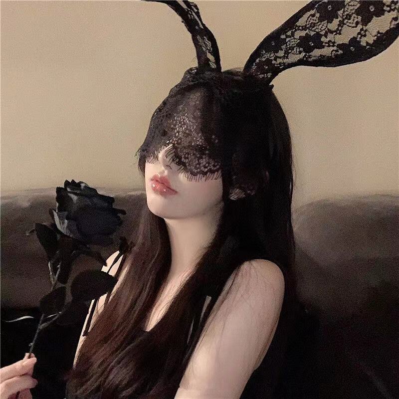 性感蕾丝面罩半脸 性感蕾丝面具半脸直播头套兔女郎眼罩古风面纱抖音