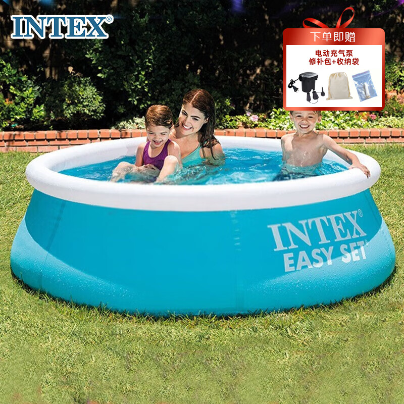 INTEX 28101碟形婴幼儿充气游泳池 户外儿童玩具水池大家庭加厚泳池