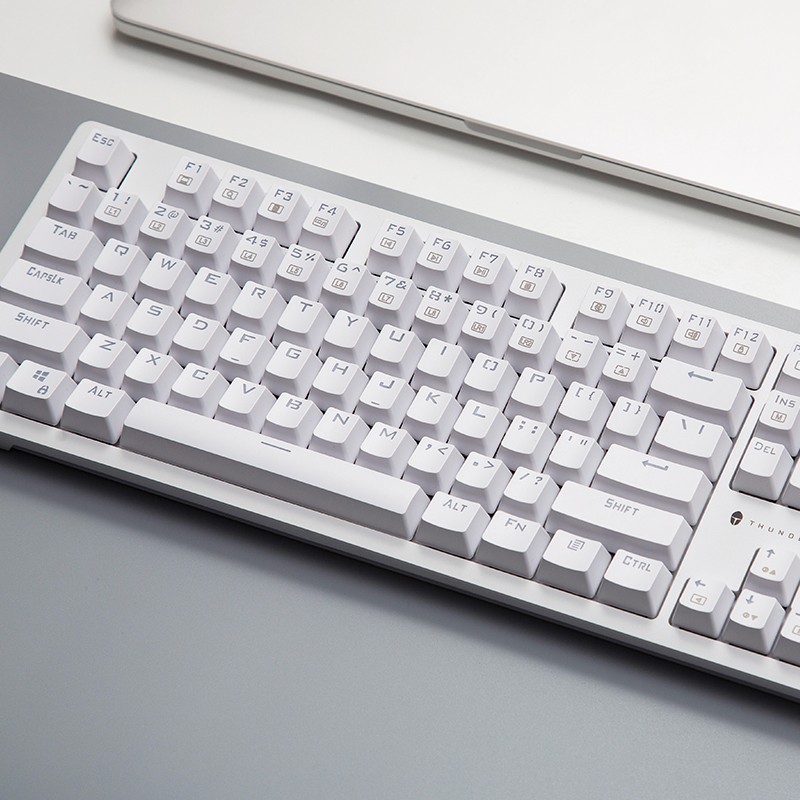 雷神（ThundeRobot）机械键盘104键 游戏键盘 电脑笔记本键盘有线 键鼠套装 键盘鼠标套装 【混彩+RGB灯带】KG3琉璃白-青轴/TR轴