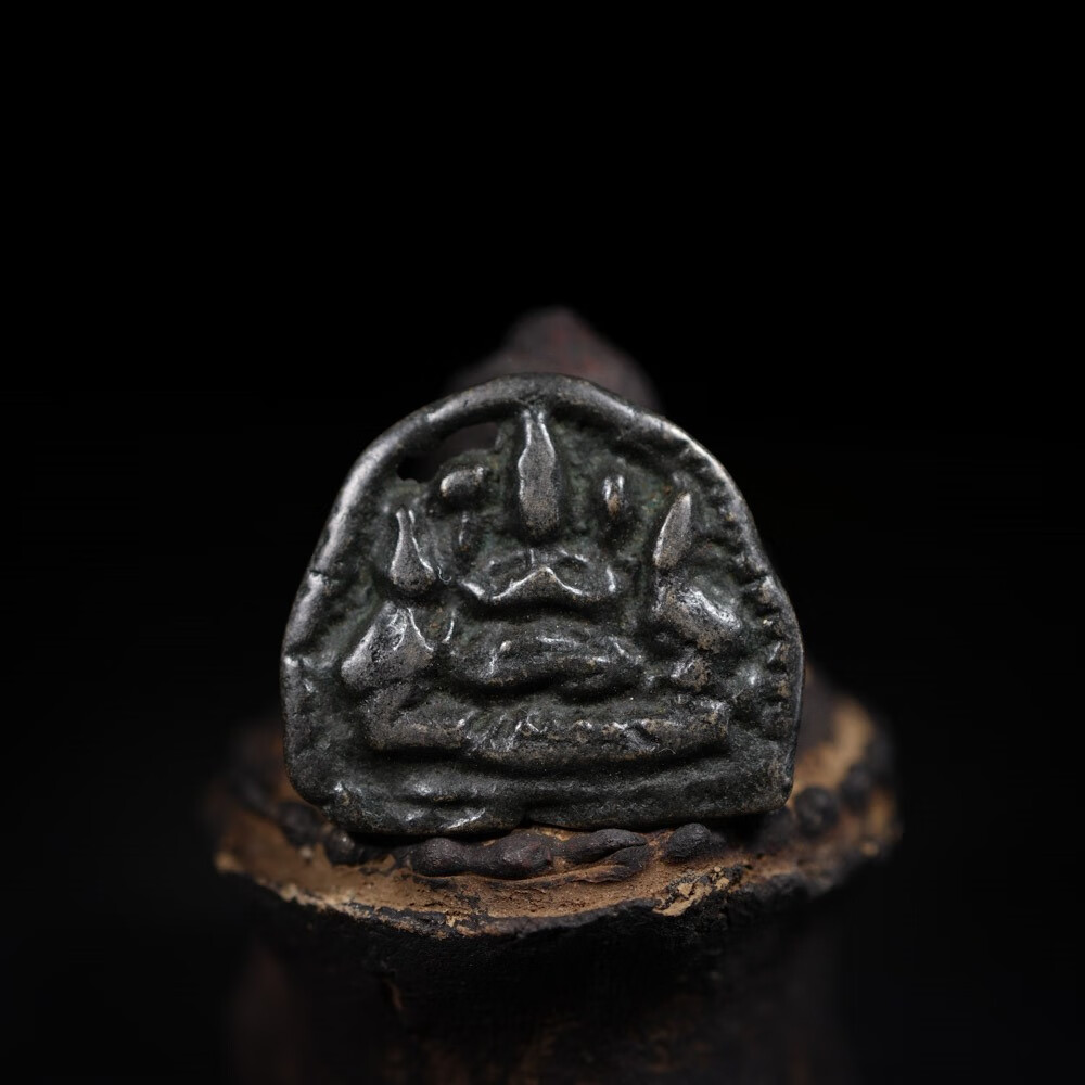 石俞记藏式一佛二弟子天铁托甲吊坠挂件西藏名族风南迦