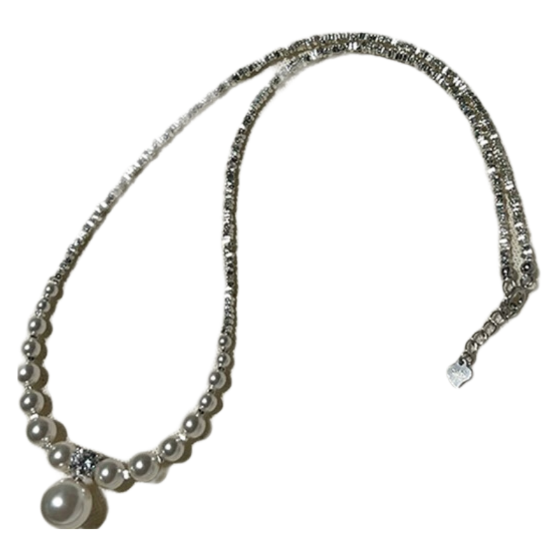 伊黛儿S925银珍珠项链女设计感小众百搭锁骨链生日七夕礼物送女友老婆 A1X507S925银珍珠项链