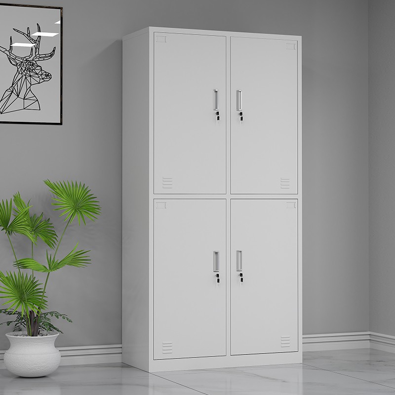 铁皮柜子员工储物柜宿舍更衣室柜子工厂鞋柜浴室寄存柜带锁 四门衣柜
