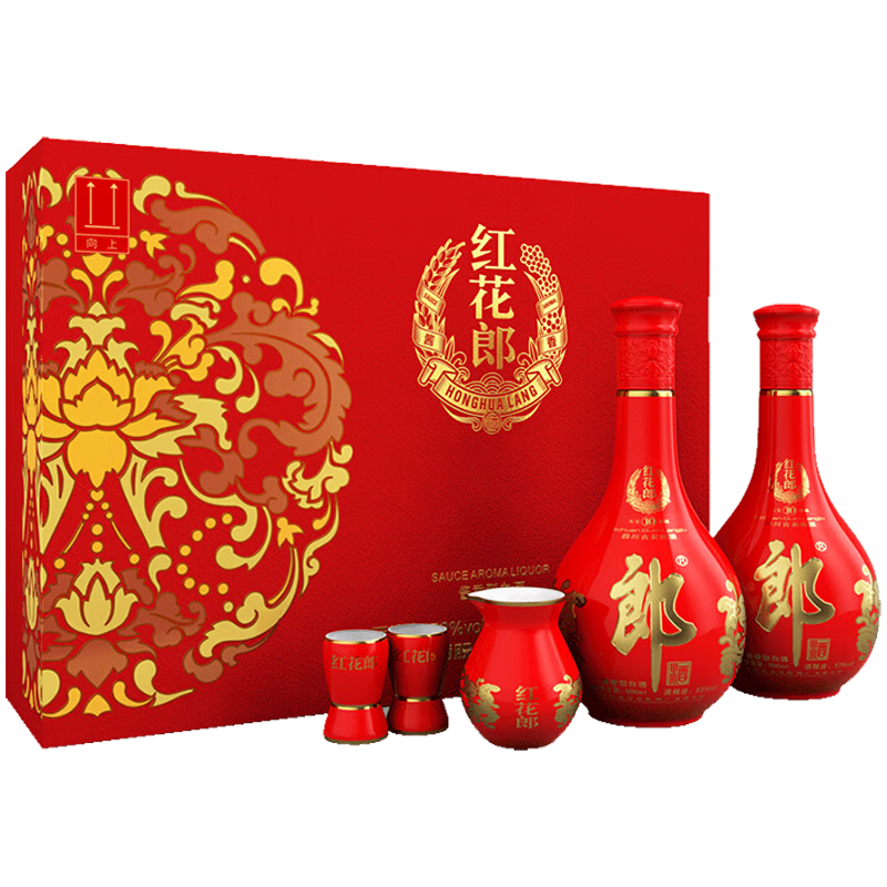 郎酒红花郎 53度 高度白酒 酱香型 红花郎十礼盒 500ml*2属于什么档次？