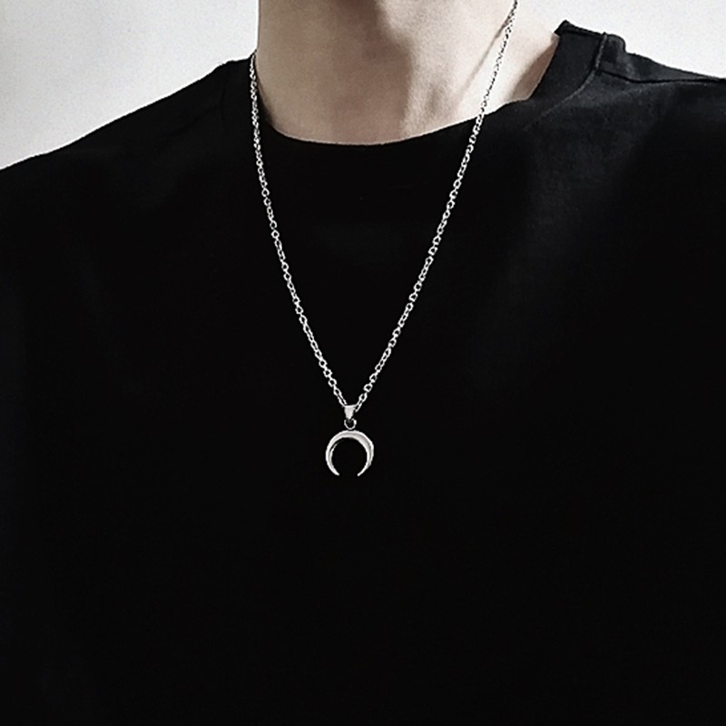 芯奢 月牙项链男潮韩版嘻哈男士吊坠学生创意项链简约百搭文艺潮牌