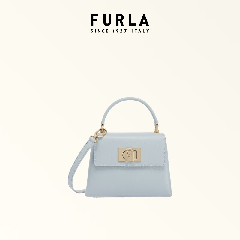 芙拉（FURLA）[节日礼物][王俊凯同款]1927牛皮迷你女士婚包手提斜挎包 浅蓝色 MINI