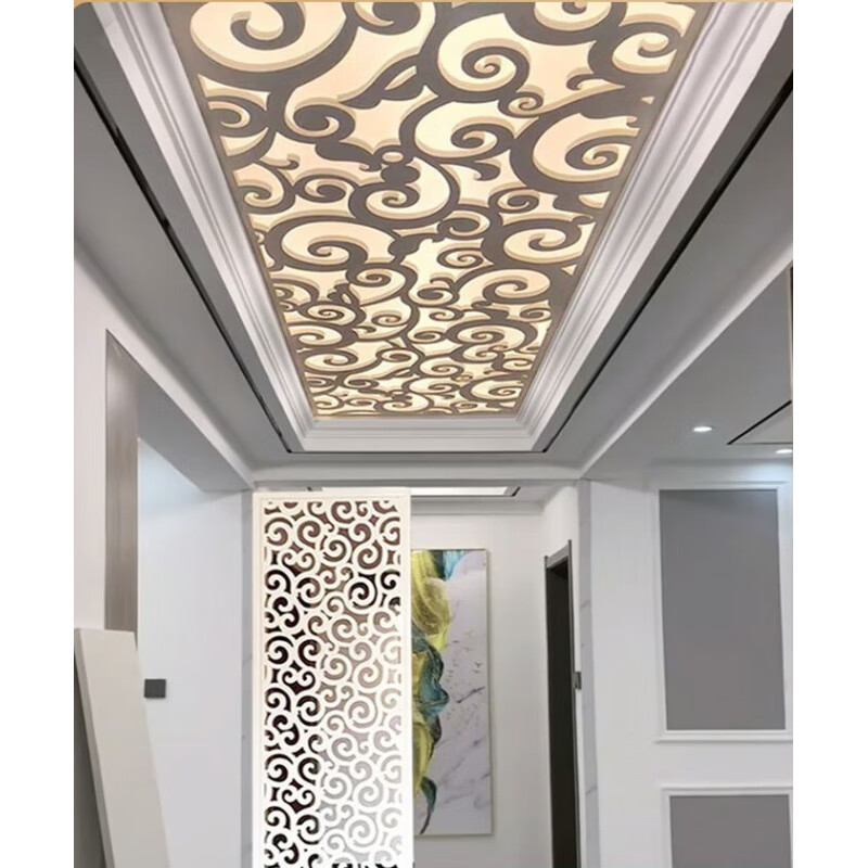 芊磐雕花板镂空吊顶造型pvc隔断客厅过道走廊玄关通花格装饰中式