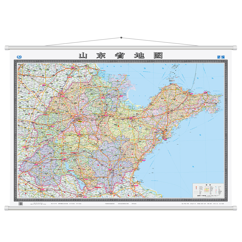 山东省地图 地图挂图 大尺寸1.5米*1.1米 无拼缝 办公室、会议室挂图挂画背景墙面装饰 青岛 济南 日照 泰安