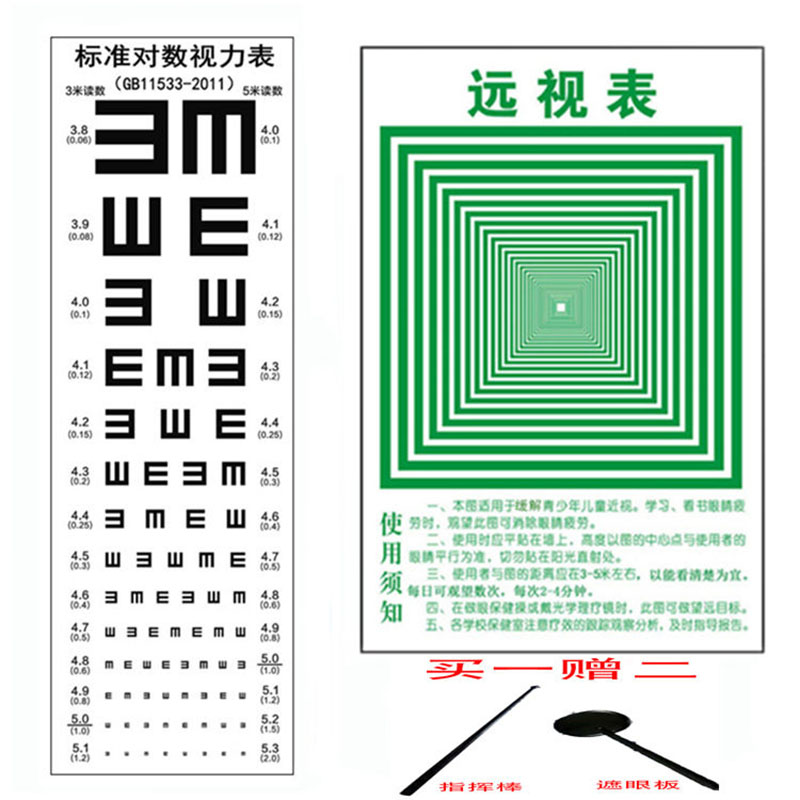 视力表标准儿童标准对数视力表视力贴国际标准挂图对数测眼睛度数墙贴