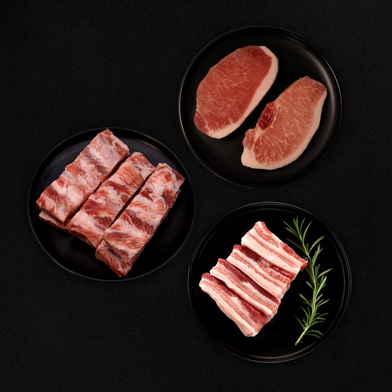 核酸已检测 娱大厨进口猪肉组合1800g 五花肉 猪肋排 猪扒 新鲜猪肉