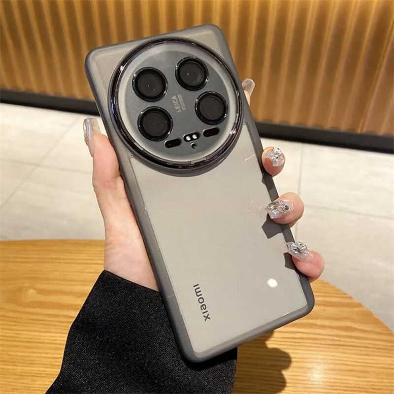闪曼巴适用小米14ultra简约防滑手机壳14pro保护套1412xiaomi13镜头全包12防摔透明13ultra自带镜头膜 柔软防摔【自带镜头膜】透黑 小米 14 Ultra