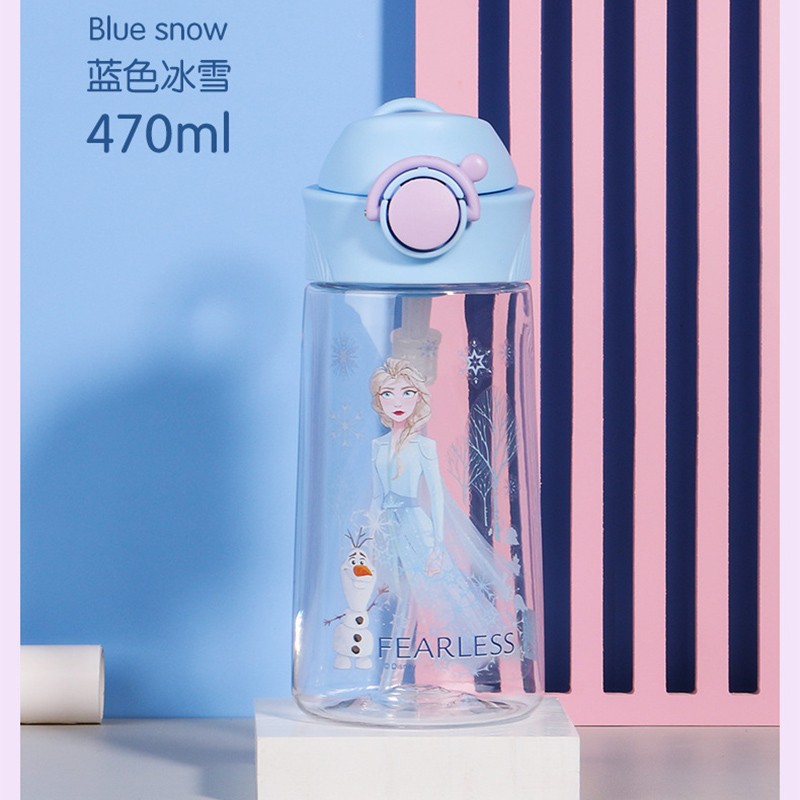 水杯吸管杯夏季学生喝水杯子幼儿园宝宝凉水杯鸭嘴 蓝色冰雪-470ml