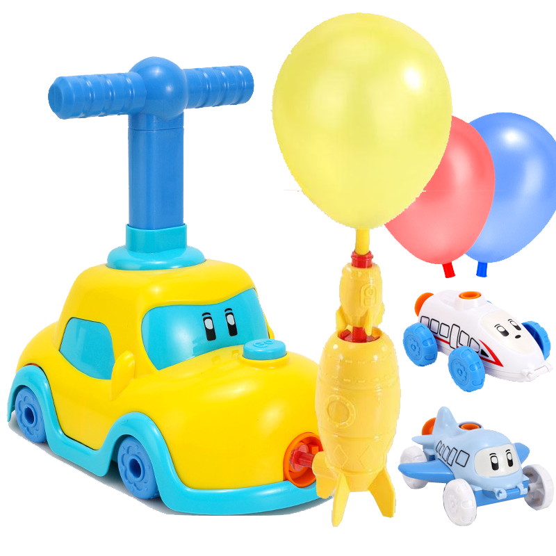 气球发射塔空气动力车气球车儿童玩具科学实验吹气幼儿园男孩女孩礼物 【粉色】气球车+飞天火箭+2小车+24个气球