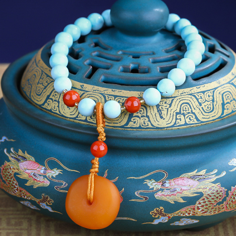 豆蔻时光 原矿绿松石手串 镜面高瓷圆珠手链 水晶玛瑙 男女士款礼物6.