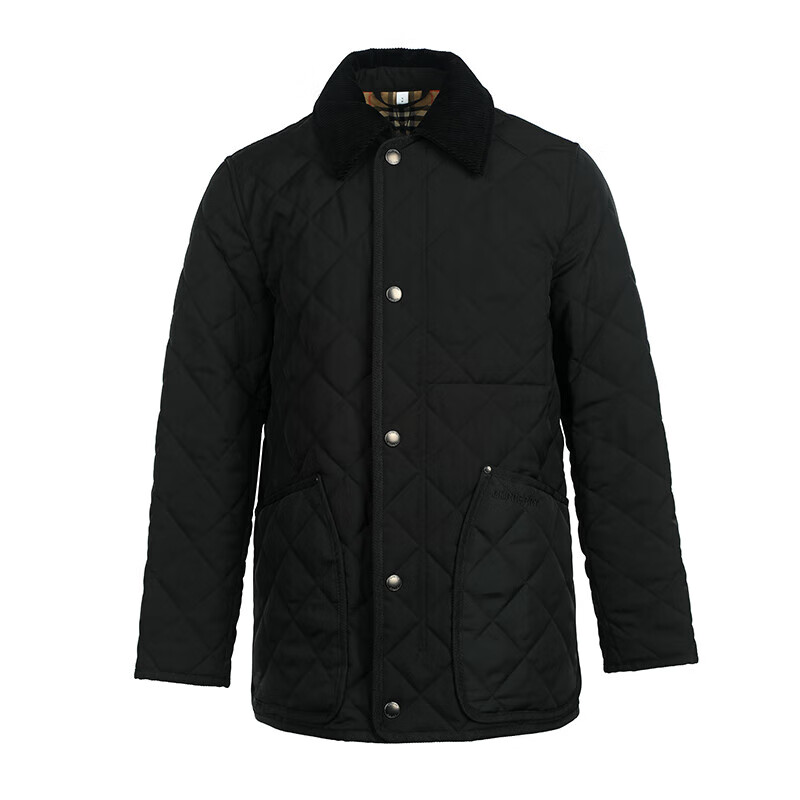 博柏利（BURBERRY）男装宽松拉链薄棉褛休闲绗缝外套8049135 黑色 XL