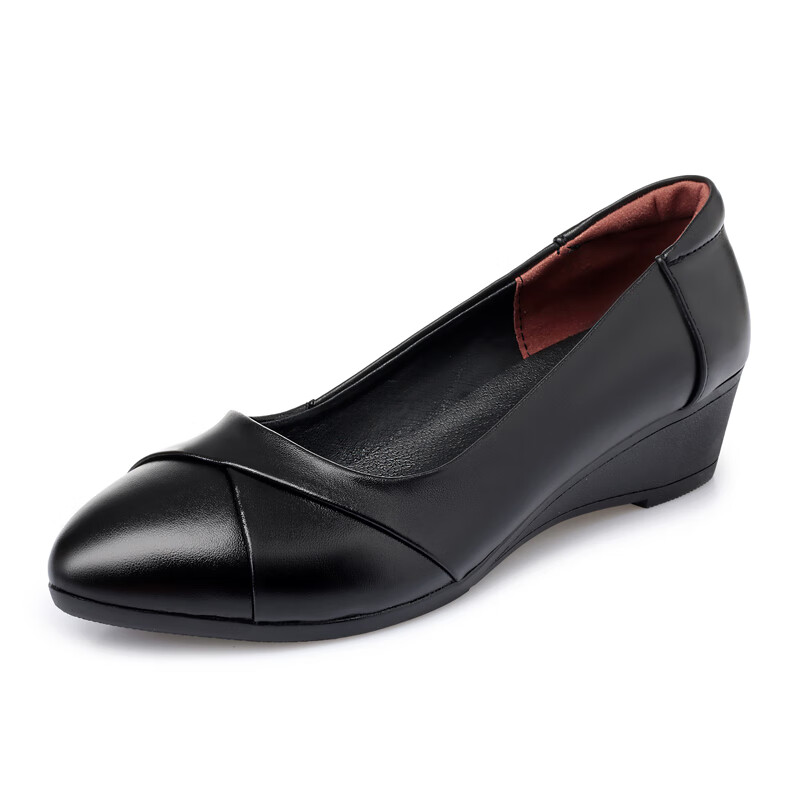 康奈(kangnai)2024春秋真皮单鞋软底平底鞋妈妈鞋舒适单鞋中老年皮鞋