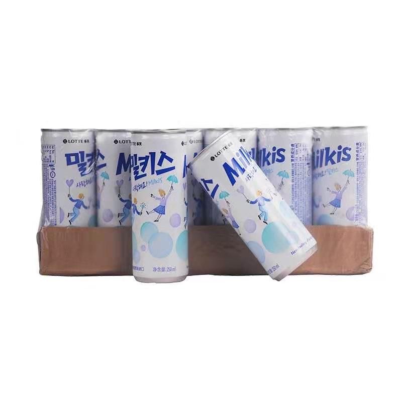 乐天milkis妙之吻牛奶苏打饮料250ml*30罐 原装进口畅爽初恋的味道