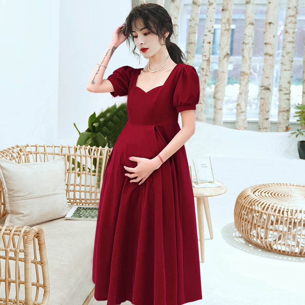 歌珀尼孕妇敬酒服新娘怀孕期结婚平时可穿夏季礼服回门便装遮肚连衣裙
