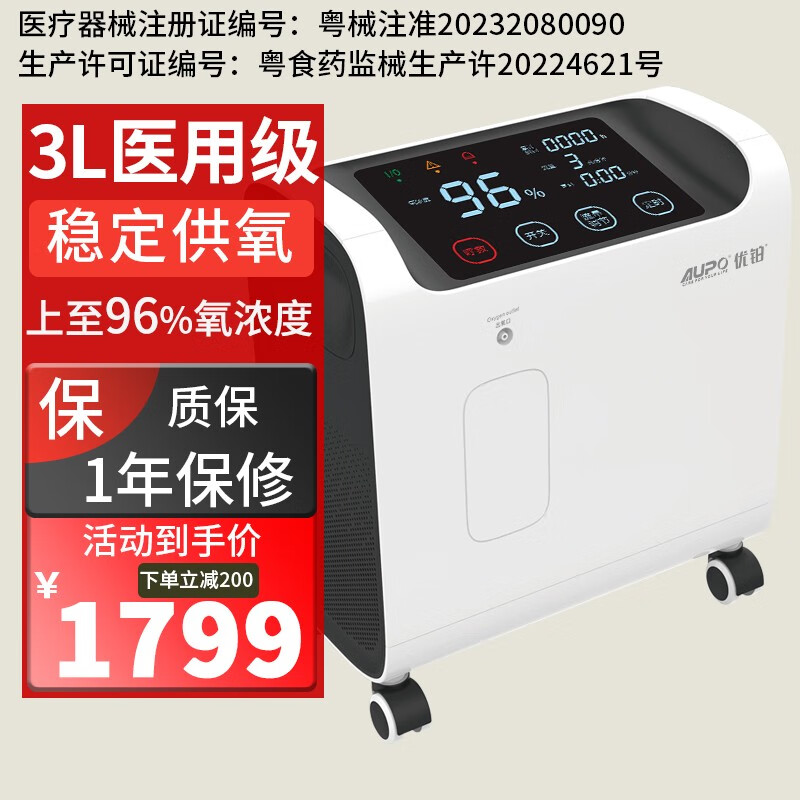 96%高氧浓度医院 老人孕妇氧气机 家庭呼吸低噪音吸氧机 医用3升