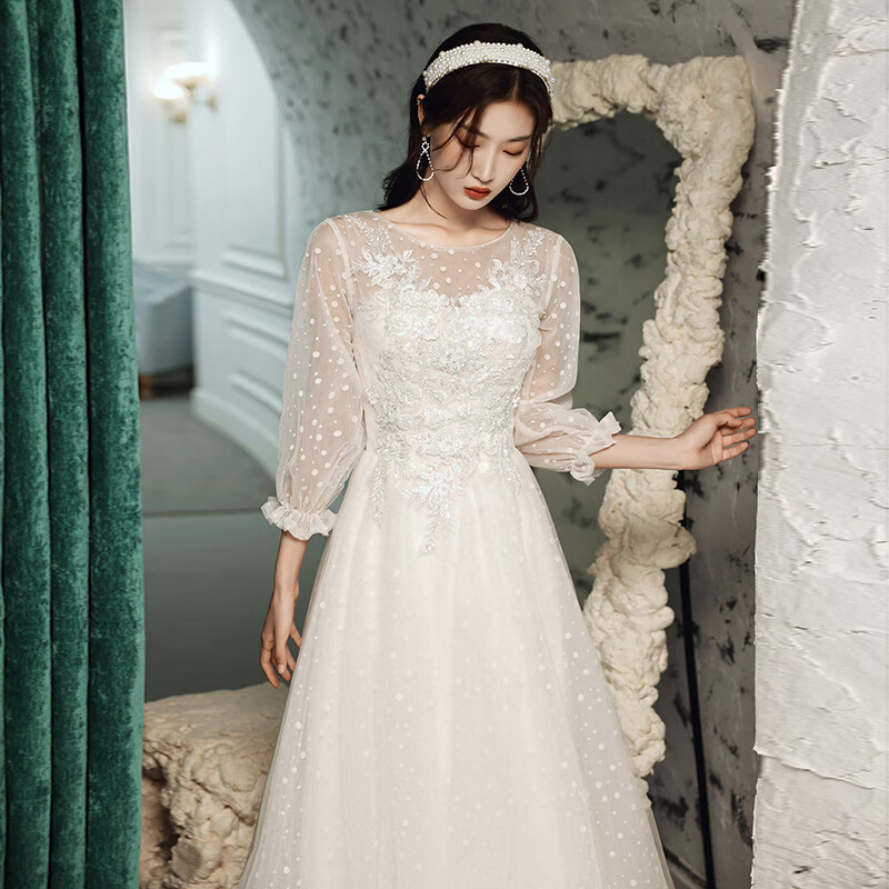 新娘轻婚纱晚礼服女宴会主持人新娘轻婚纱生日派对订婚连衣裙伴娘服