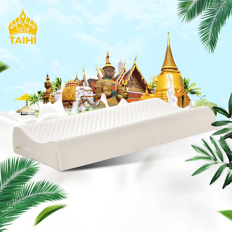 泰嗨（TAIHI） 泰国天然乳胶枕头泰国进口颈椎枕芯人体工学乳胶枕头 高低平面标准款8/10-珍珠白 单只装