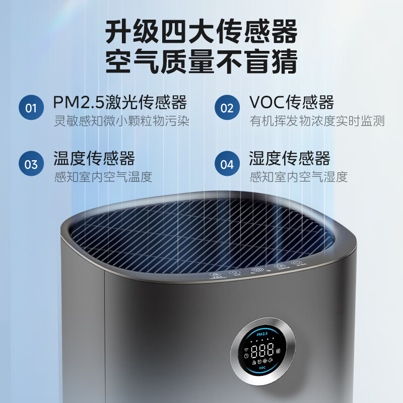 美的（Midea）空气净化器除甲醛吸烟家用卧室吸宠物净化器除异味除过敏源滤芯新风机VOC（含甲醛）检测KJ700G-S7