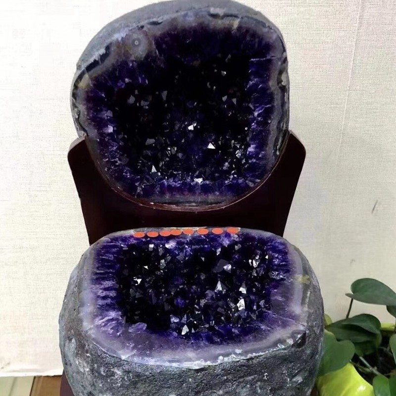 诺源珠宝  天然乌拉圭原矿石抛光紫晶洞聚宝盆聚财吉祥物摆件  居家