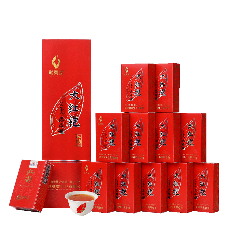武夷星茶葉特級濃香型武夷山正巖大紅袍烏龍茶五香紅韻煙條裝108g