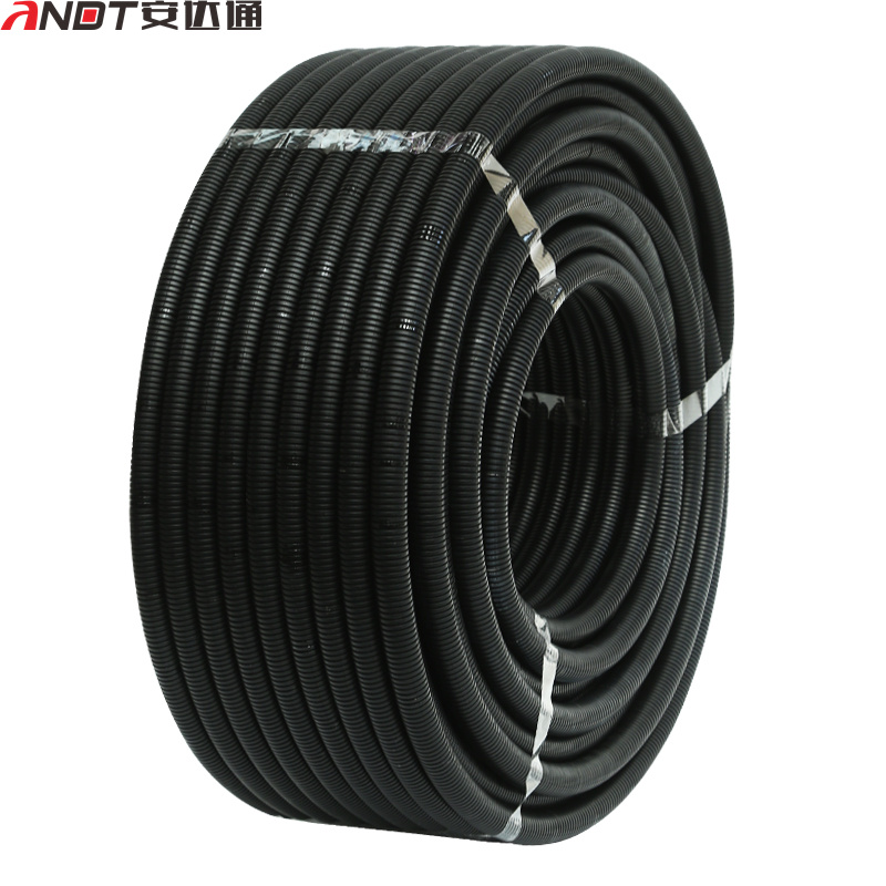 安达通 pe塑料波纹管 尼龙穿线软管黑色螺纹管阻燃电线电缆护套闭口可