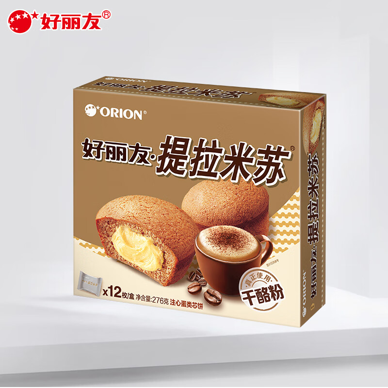 好丽友 orion 巧克力派草莓抹茶蛋黄派提拉米苏q蒂 提拉米苏12枚 276g