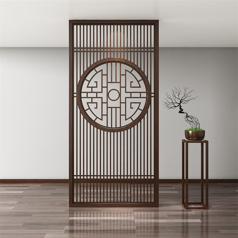鲁屋2024新中式实木隔断屏风客厅入户进门玄关遮挡家用简约现代花格栅