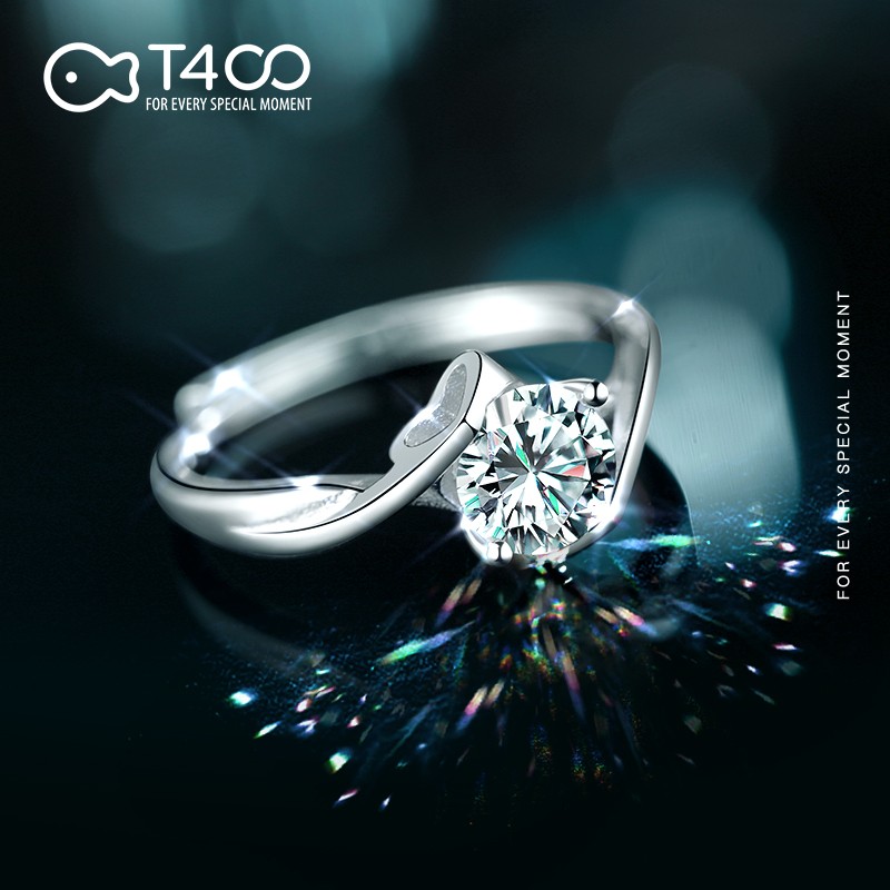 T400莫桑钻戒女天使之吻钻石925银结婚求婚戒指 天使之吻 1克拉戒指